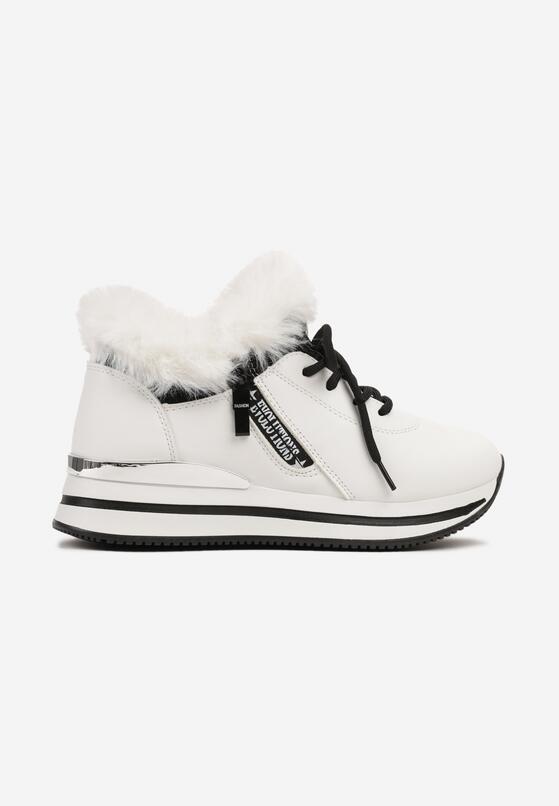 Białe Botki Sneakersy na Grubej Podeszwie z Futerkiem Biqilee 5