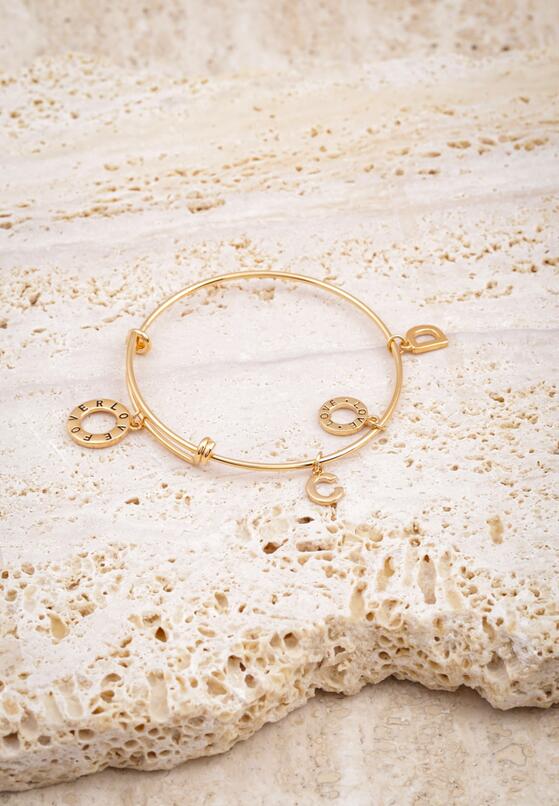 Złota Sztywna Bransoletka z Zawieszkami Veliuce 1