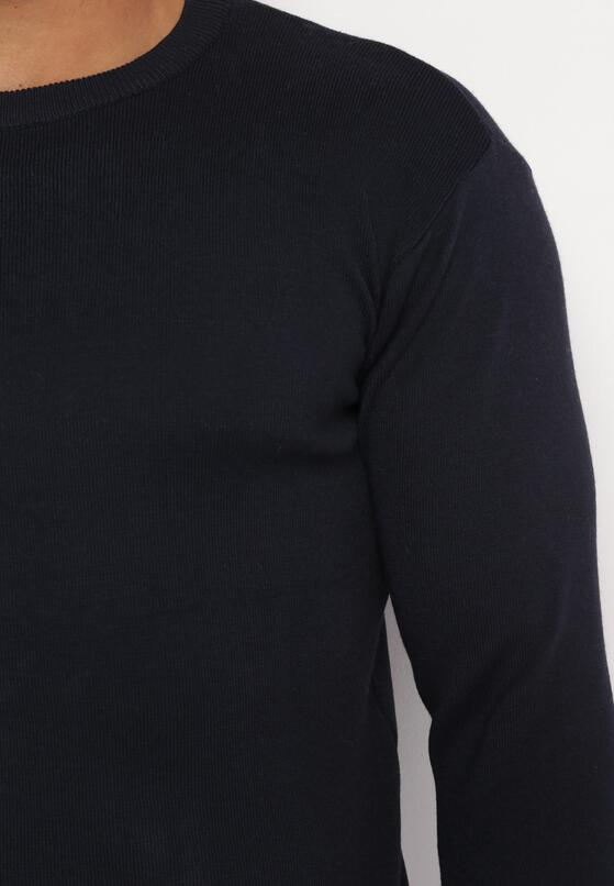 Granatowy Sweter o Klasycznym Fasonie z Wełną Patrilla 5