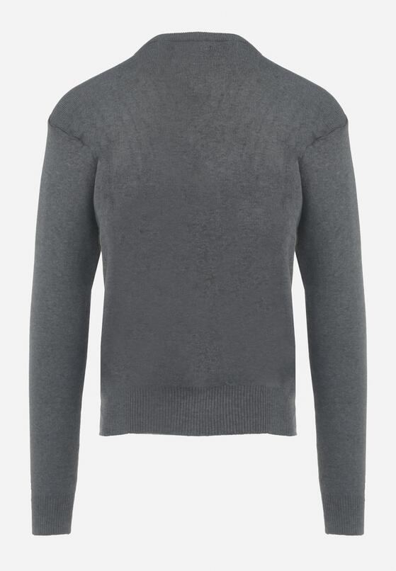 Ciemnoszary Sweter o Klasycznym Fasonie z Wełną Patrilla 7