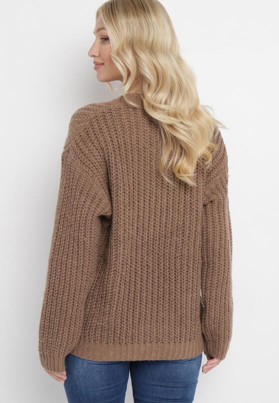 Brązowy Kardigan Zapinany na Guziki ze Ściągaczami Parlima 3