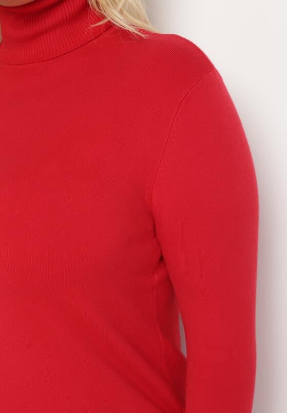 Czerwony Sweter z Golfem Sazerna 5