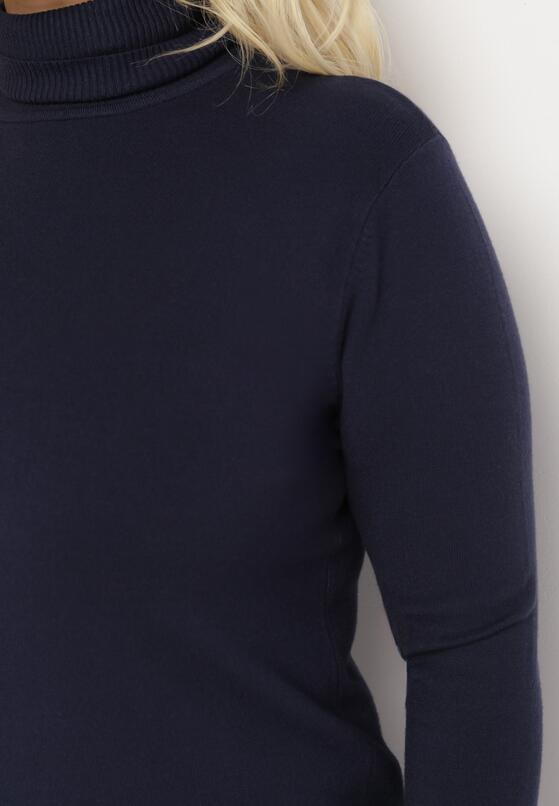 Granatowy Sweter z Golfem Sazerna 5