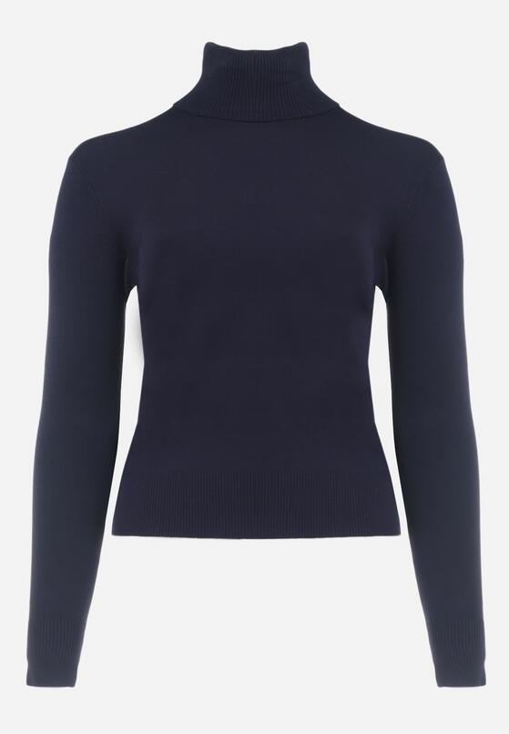 Granatowy Sweter z Golfem Sazerna 6