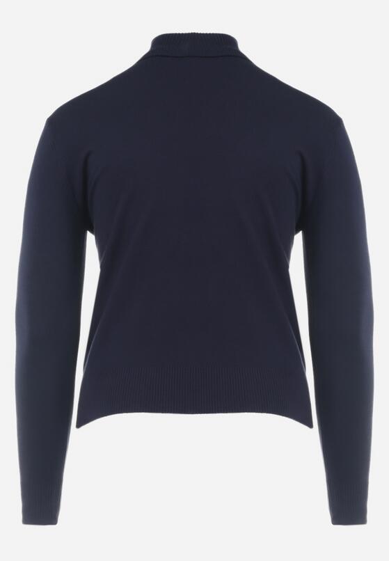 Granatowy Sweter z Golfem Sazerna 7