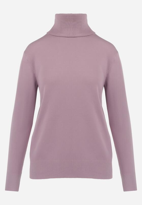 Różowy Sweter z Golfem Sazerna w Składzie Wiskoza i Modal 6