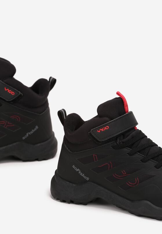 Czarne Sznurowane Buty Sportowe z Ozdobnym Nadrukiem Zapinane na Rzep Thorel 3