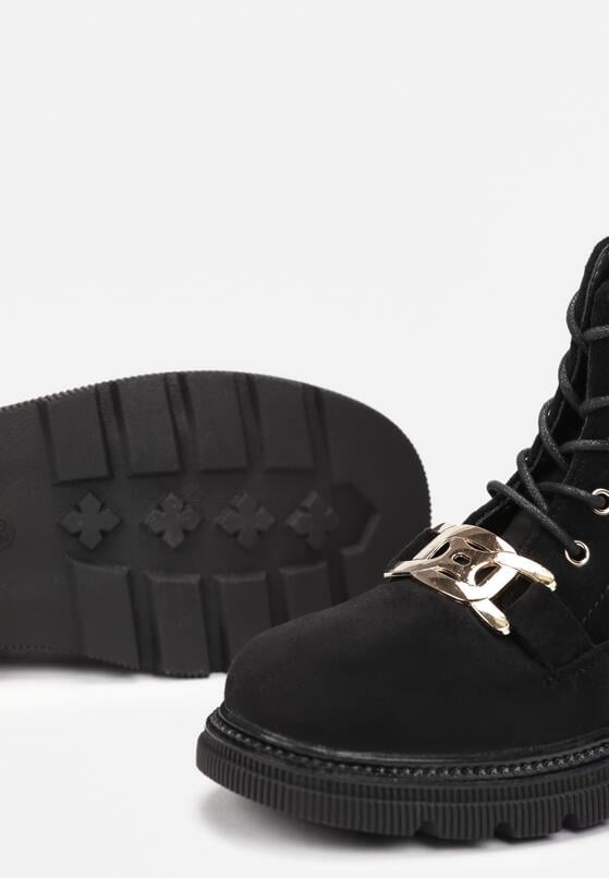 Czarne Botki z Protektorem i Metaliczną Klamrą Xella 3