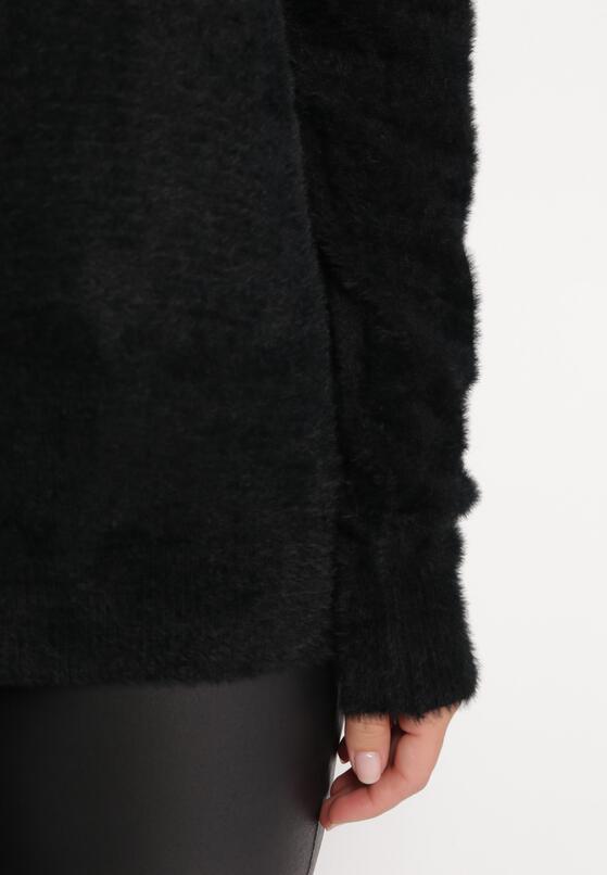 Czarny Puchaty Sweter ze Ściągaczami Havinna 5