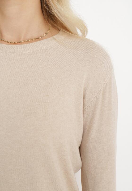 Jasnobeżowy Sweter Ozdobiony Guzikami na Rękawach Teixi 5