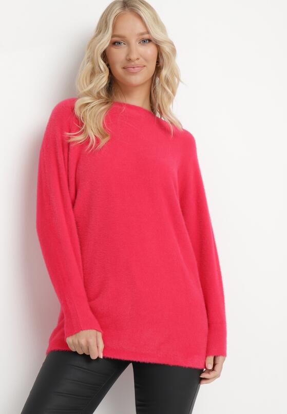 Różowy Sweter z Luźnymi Rękawami Typu Nietoperz Mevinla 2
