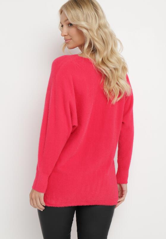 Różowy Sweter z Luźnymi Rękawami Typu Nietoperz Mevinla 3