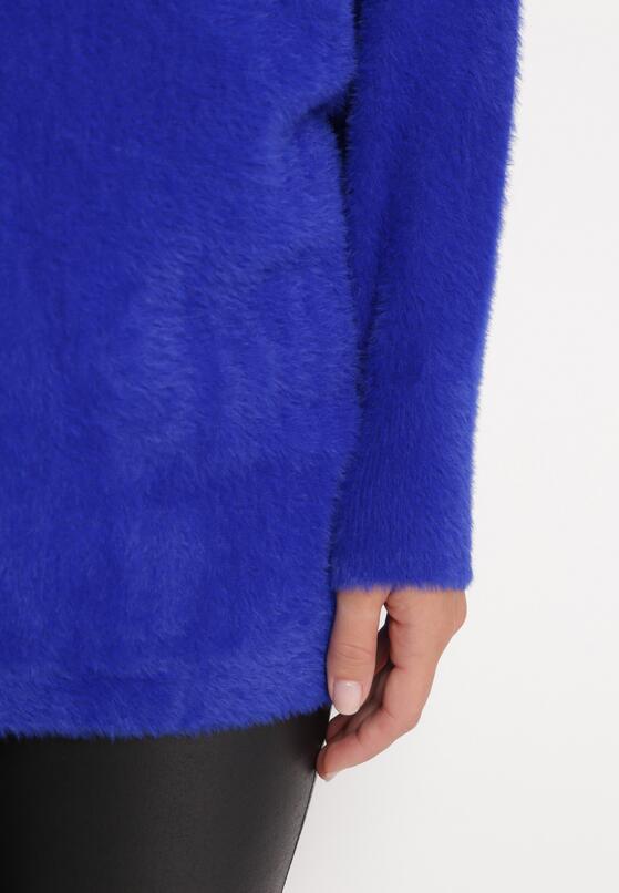 Granatowy Sweter z Luźnymi Rękawami Typu Nietoperz Mevinla 5