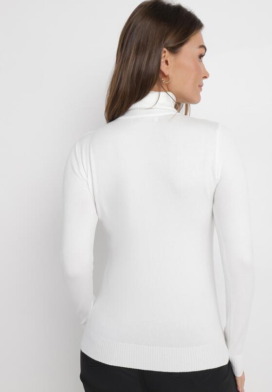 Biały Sweter Golf o Dopasowanym Fasonie Bewina 3