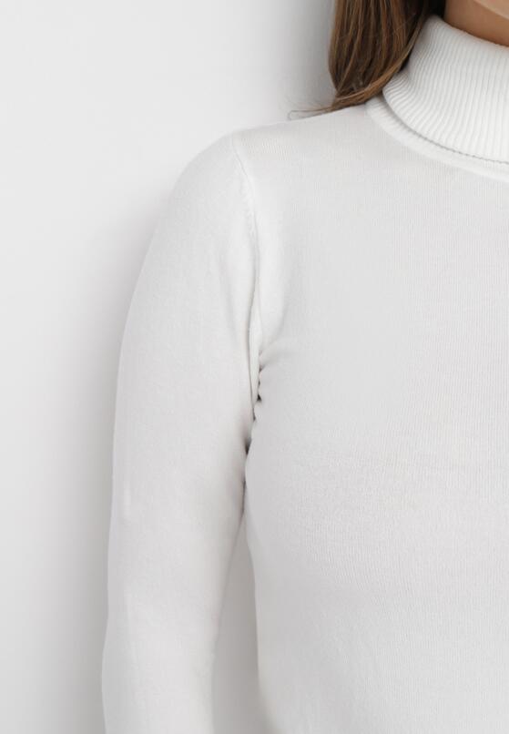 Biały Sweter Golf o Dopasowanym Fasonie Bewina 5