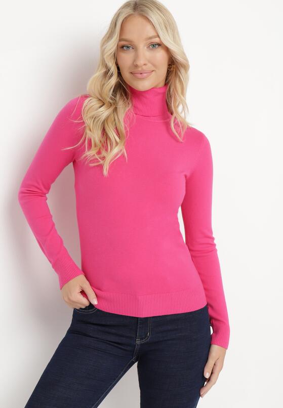 Różowy Sweter Golf o Dopasowanym Fasonie Bewina 2