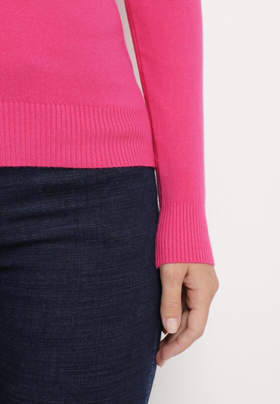Różowy Sweter Golf o Dopasowanym Fasonie Bewina 5