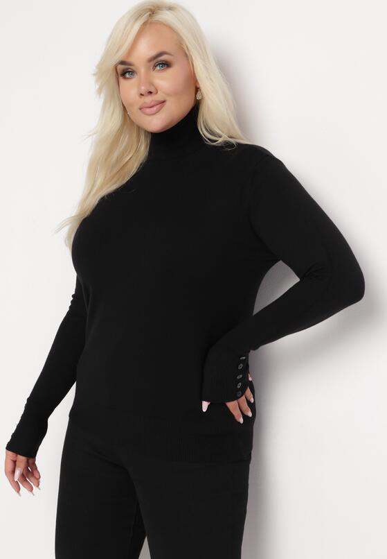 Czarny Golf z Długim Rękawem i Ozdobnymi Guzikami Minu 2