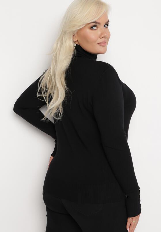 Czarny Golf z Długim Rękawem i Ozdobnymi Guzikami Minu 3