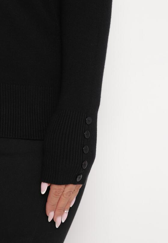 Czarny Golf z Długim Rękawem i Ozdobnymi Guzikami Minu 5