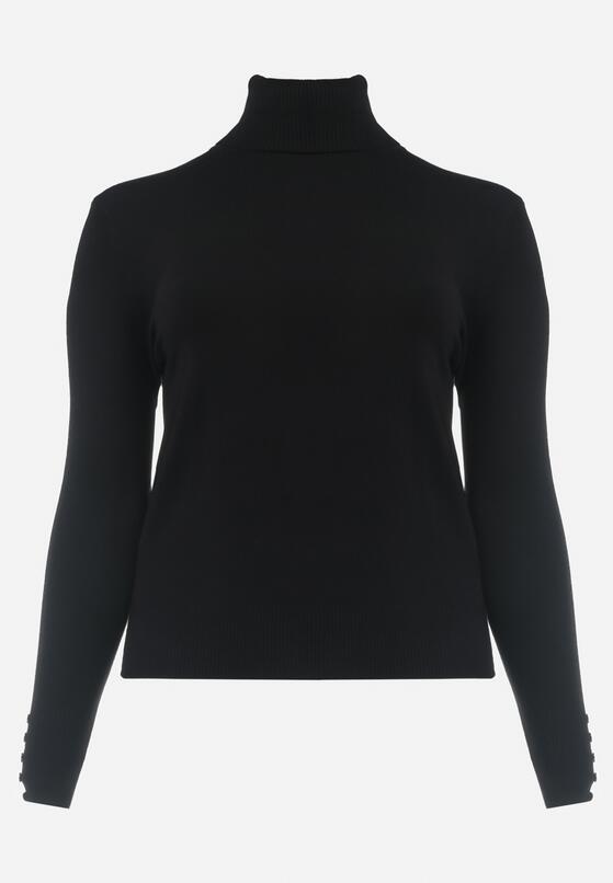 Czarny Golf z Długim Rękawem i Ozdobnymi Guzikami Minu 6