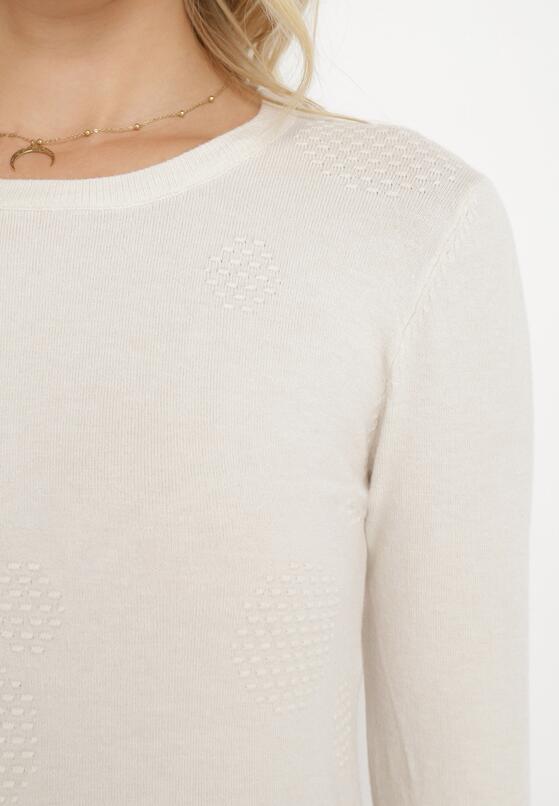 Beżowy Sweter ze Ściągaczami na Dole z Wiskozą Agrismi 5