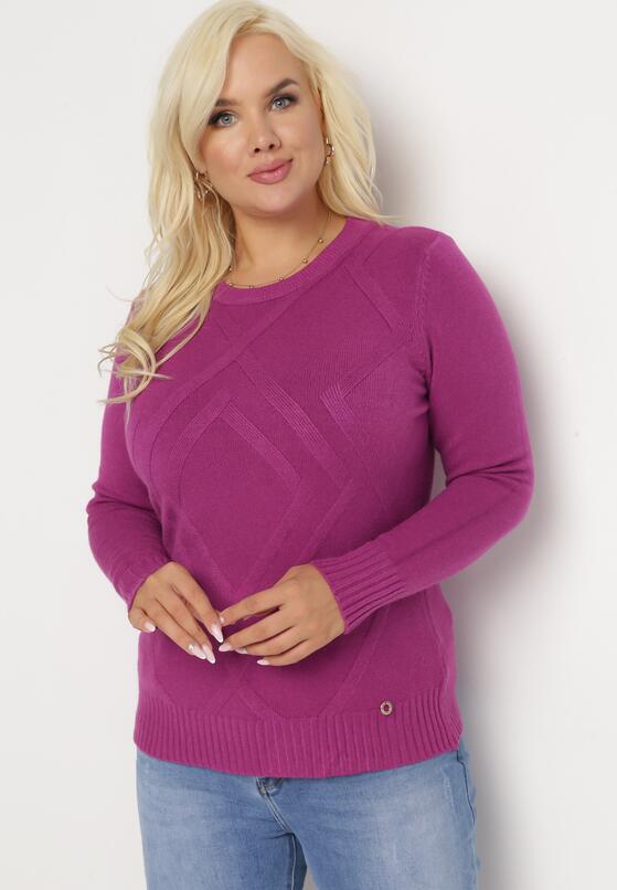 Fioletowy Sweter z Przeszyciami Maialle 1