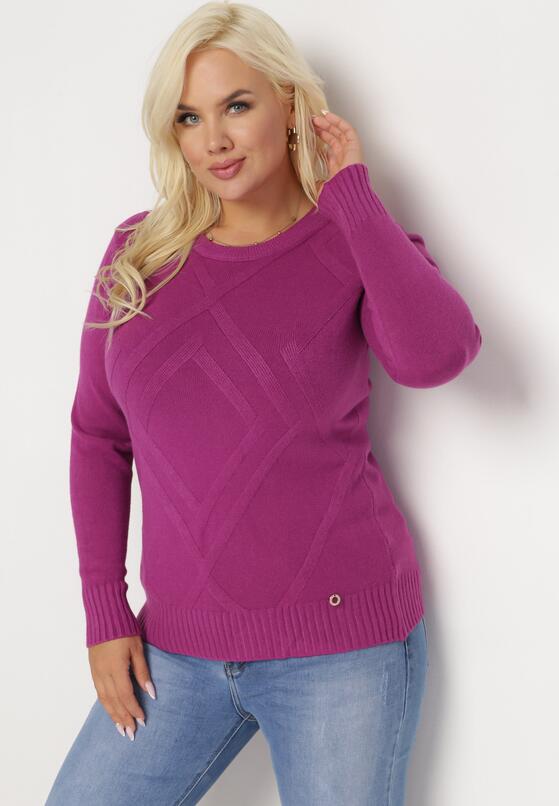 Fioletowy Sweter z Przeszyciami Maialle 2