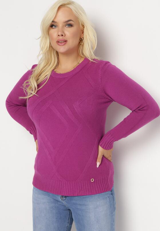Fioletowy Sweter z Przeszyciami Maialle 4