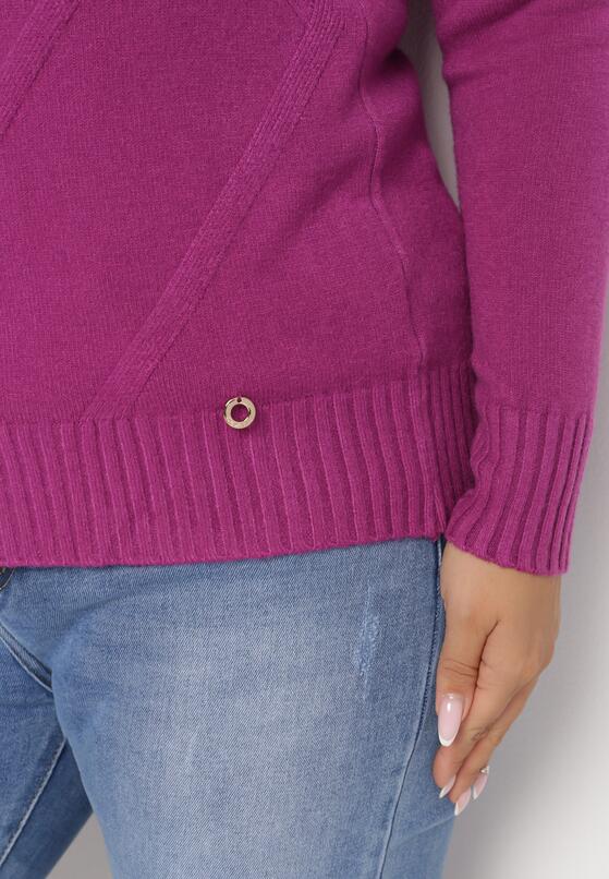 Fioletowy Sweter z Przeszyciami Maialle 5