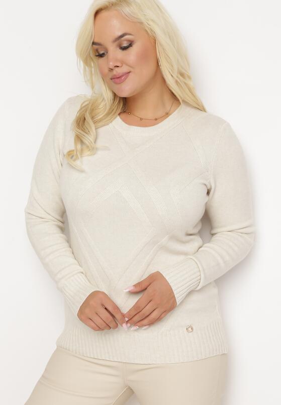 Jasnobeżowy Sweter z Przeszyciami Maialle 4