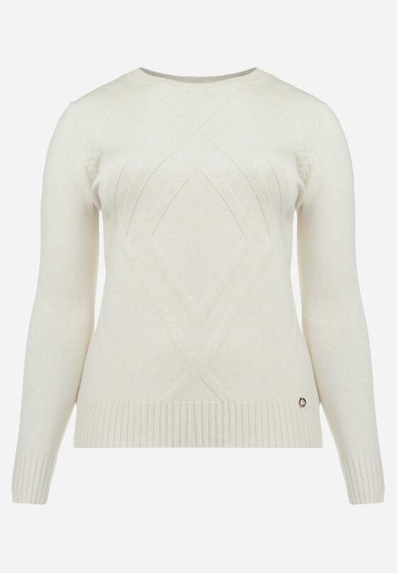 Jasnobeżowy Sweter z Przeszyciami Maialle 6