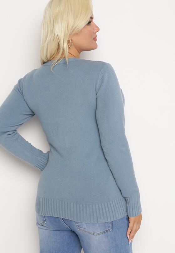 Jasnoniebieski Sweter z Przeszyciami Maialle 3
