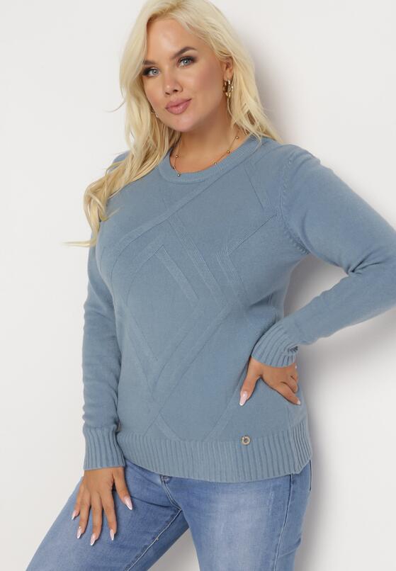 Jasnoniebieski Sweter z Przeszyciami Maialle 4