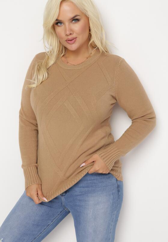 Brązowy Sweter z Przeszyciami Maialle 2