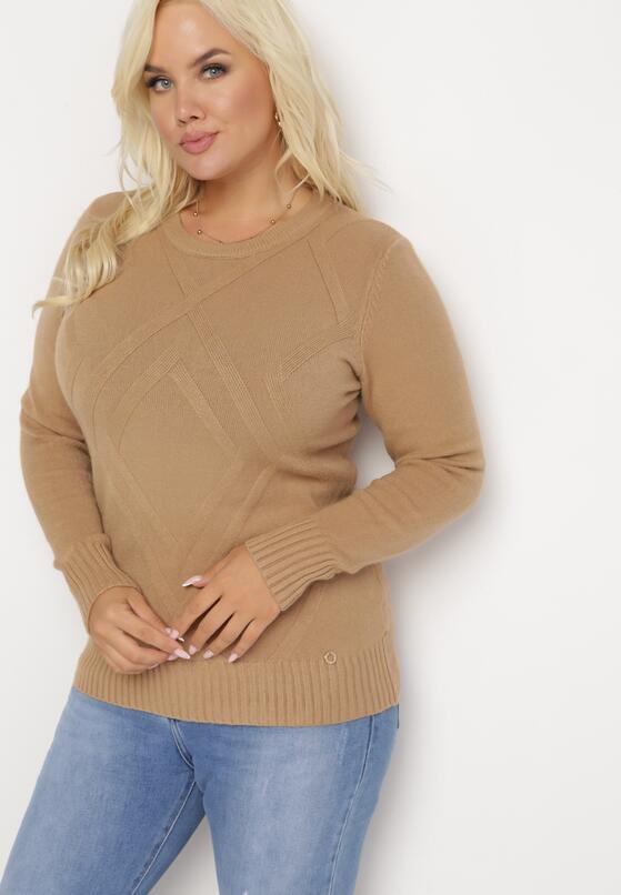 Brązowy Sweter z Przeszyciami Maialle 4