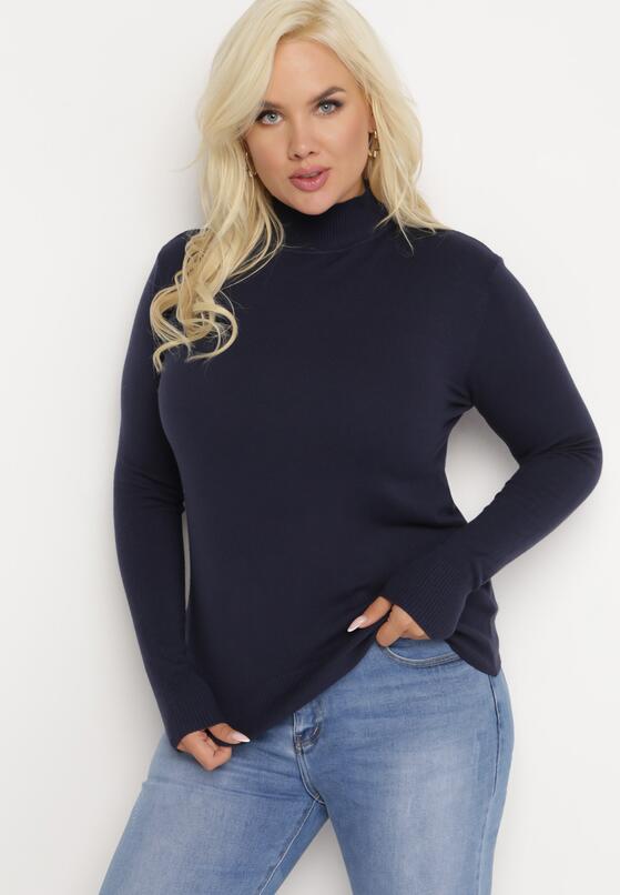 Granatowy Sweter z Golfem Erimessa 2