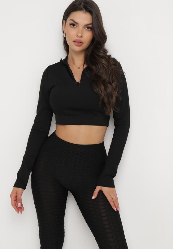 Czarne Legginsy Push Up Ozdobione Tłoczonym Wzorem Nanoune 4