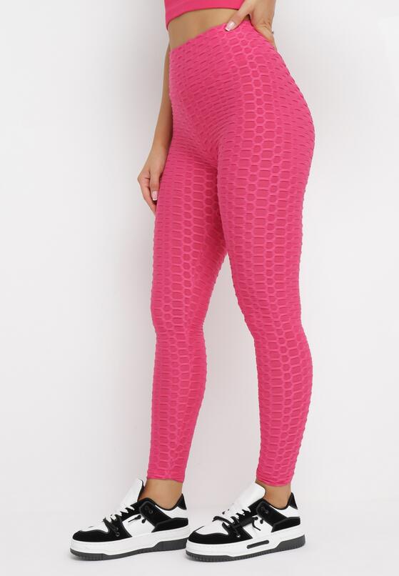 Fuksjowe Legginsy Push Up Ozdobione Tłoczonym Wzorem Nanoune 1