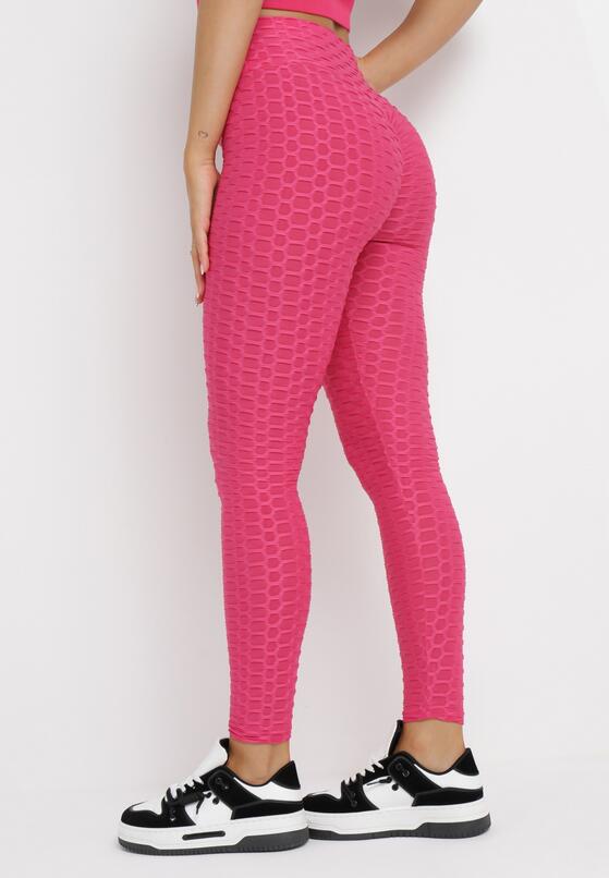 Fuksjowe Legginsy Push Up Ozdobione Tłoczonym Wzorem Nanoune 3