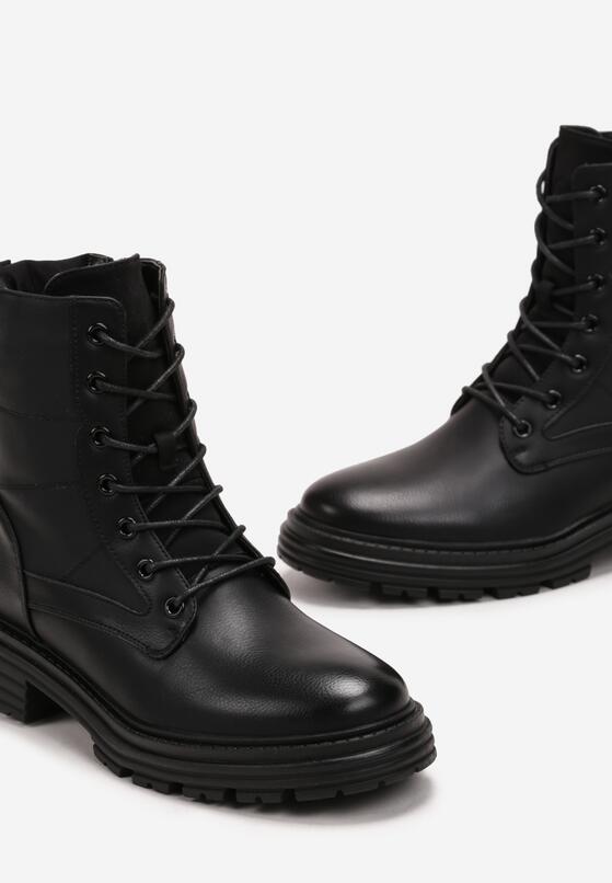Czarne Botki Workery z Matowej Imitacji Skóry Hioppa 5
