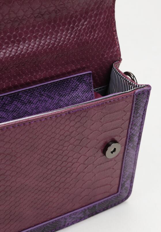 Fioletowa Torebka Listonoszka Ozdobiona Tłoczeniem Skóry Krokodyla Kleva 3