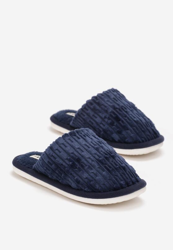 Granatowe Kapcie z Futerkiem Acureo 4