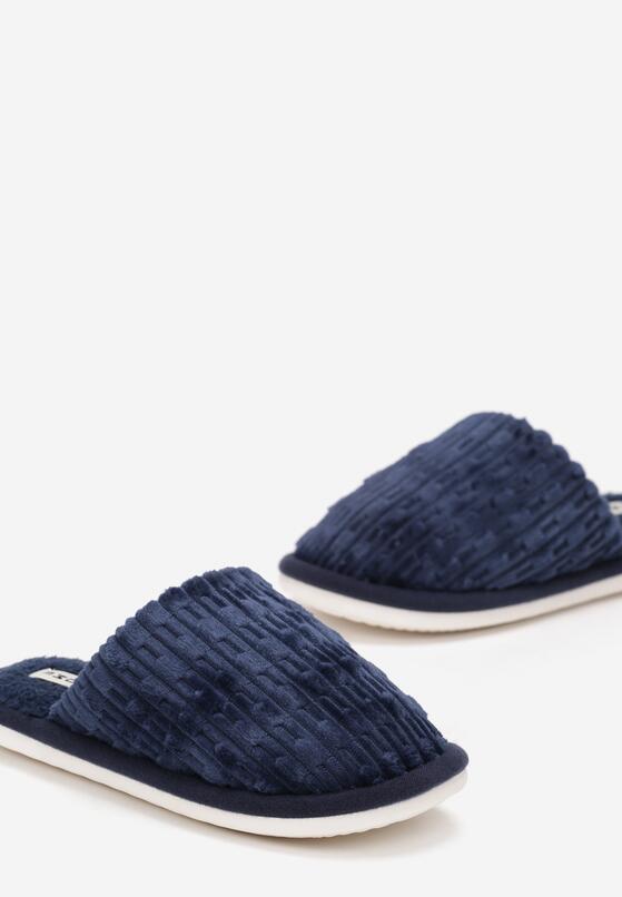 Granatowe Kapcie z Futerkiem Acureo 5