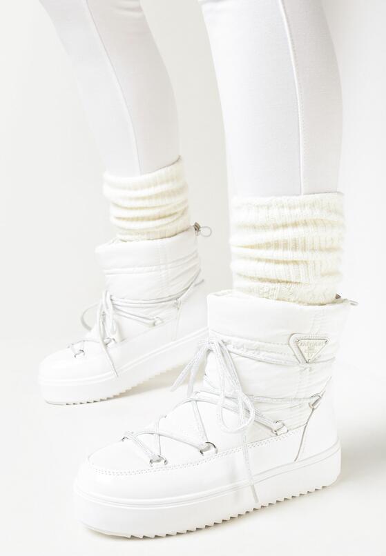 Białe Śniegowce na Grubej Podeszwie z Wiązaniem Ziza 2