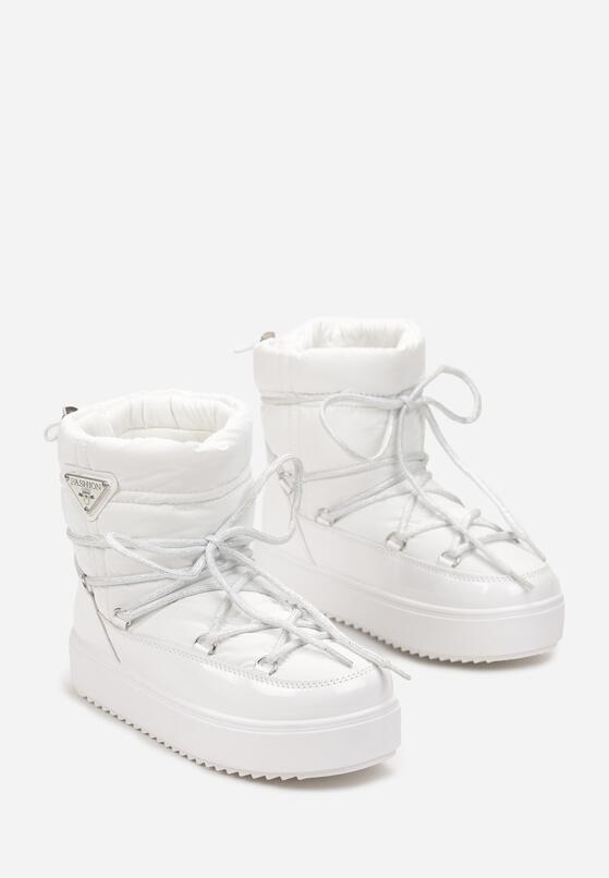 Białe Śniegowce na Grubej Podeszwie z Wiązaniem Ziza 4