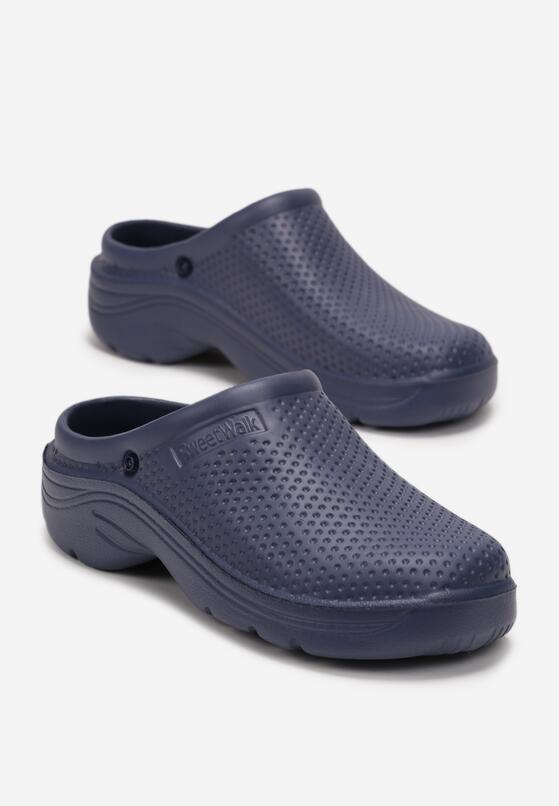 Granatowe Gumowe Kapcie z Futerkiem Nistell 2