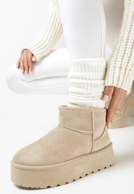 Beżowe Śniegowce na Platformie Erella 1