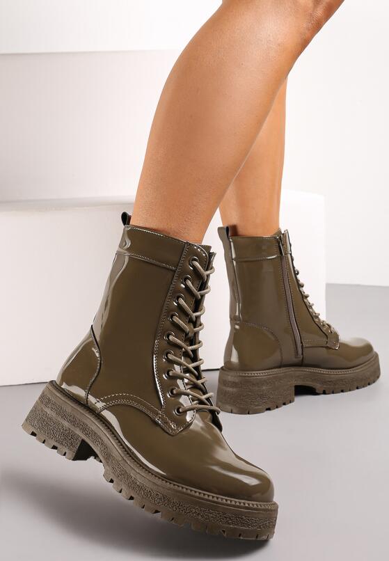 Zielone Lakierowane Botki Workery Ralotta 2