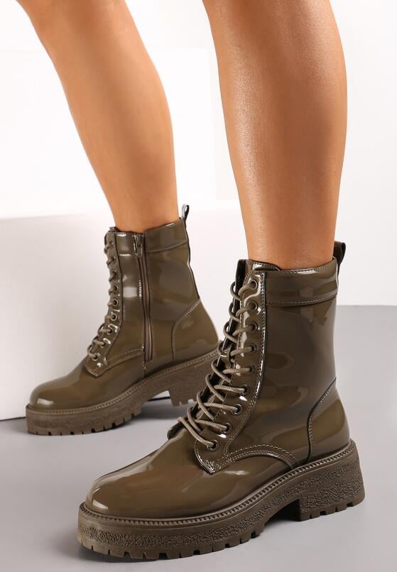 Zielone Lakierowane Botki Workery Ralotta 1